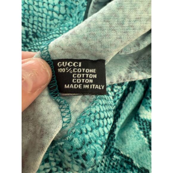 Authentic Vintage Spring 2000 Gucci Snake Print Turquoise Top Size Medium - Picture 4 of 7